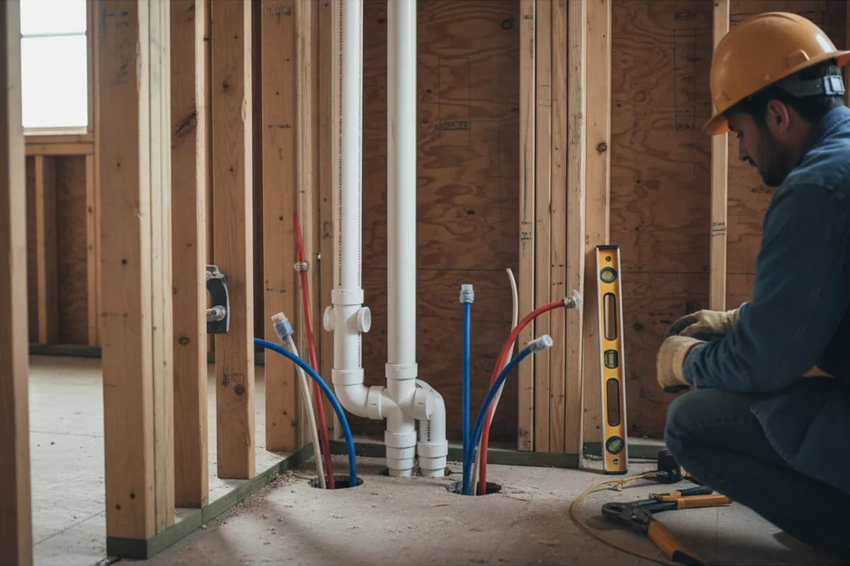 Drain and supply rough-in during Leak Detection in Bovard