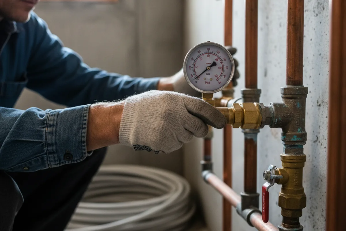Pressure testing a repaired line during Water Line Repair in Bovard